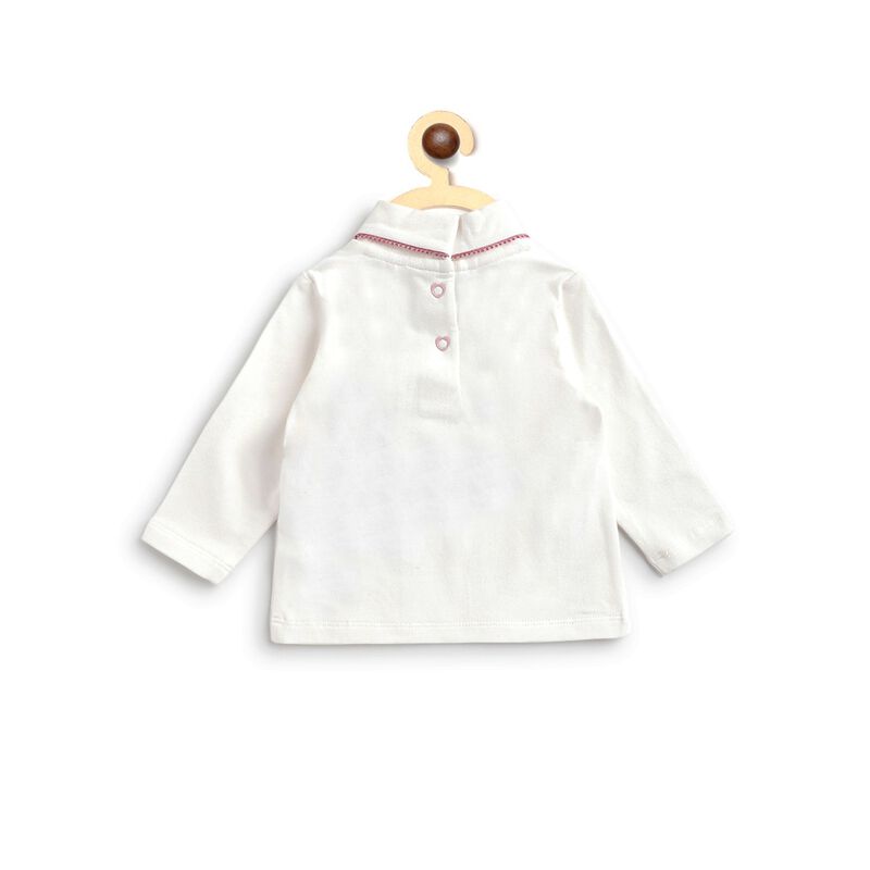 Knitted T-Shirt With Pink Flower Applique image number 1